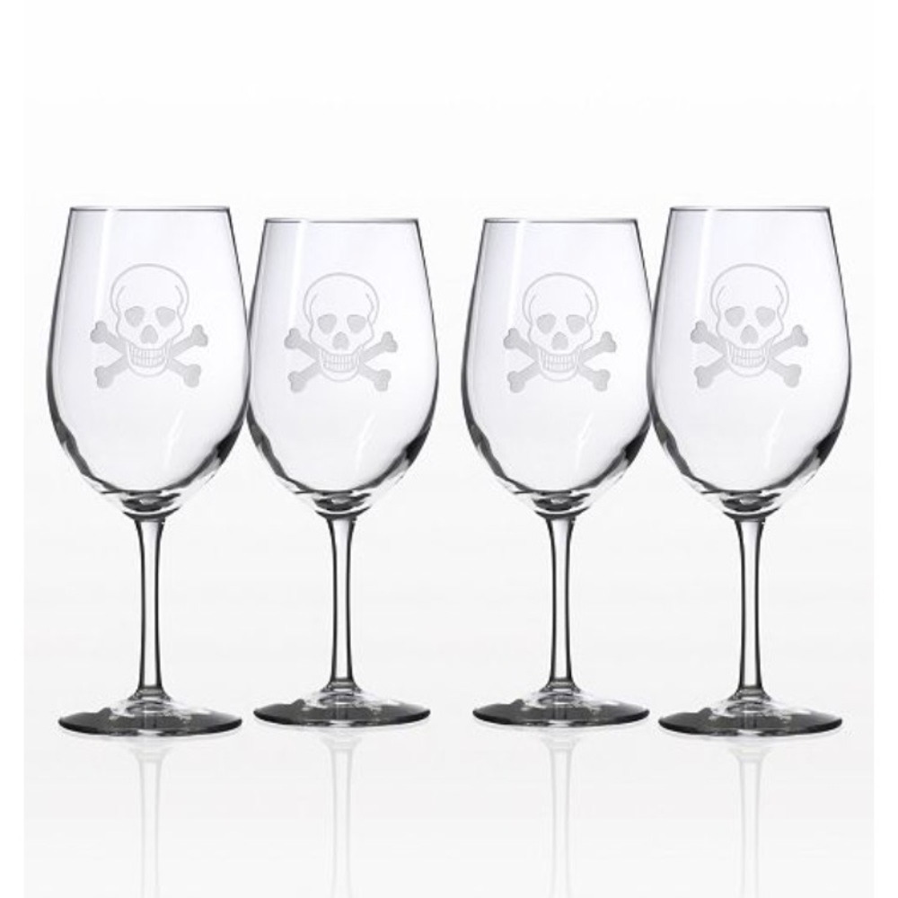4 - Rolf Skull & Cross Bones 18 oz. Wine Glasses